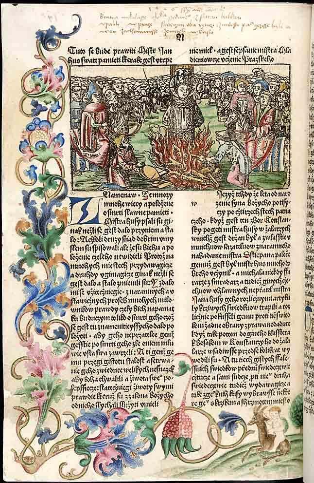 47. Litoměřický graduál, fol. 43r, Upálení Jana Husa, 1517.