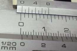 6: Vnější měření Hodnota na posuvném měřítku s noniovou stupnicí se