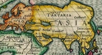 končící na severu až u břehů Tartarského moře (Severního ledového oceánu) a na východ od Kaspického moře zhruba na území dnešního Turkmenistánu Nezávislou Tartárii.
