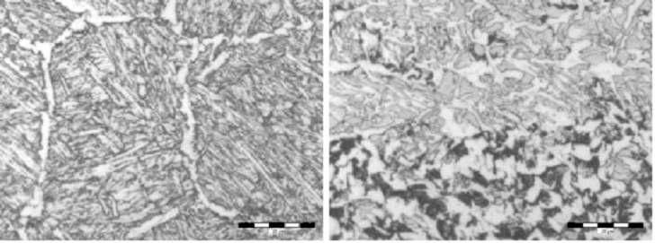 Následující pár snímků Obr. 12. a Obr. 13. představují mikrostrukturu vzorků T 1.19 a T 1.16. Jedná se o vzorky s doválcovaní teplotou 830 C a teplotou izotermální bainitické transformace 450 C.