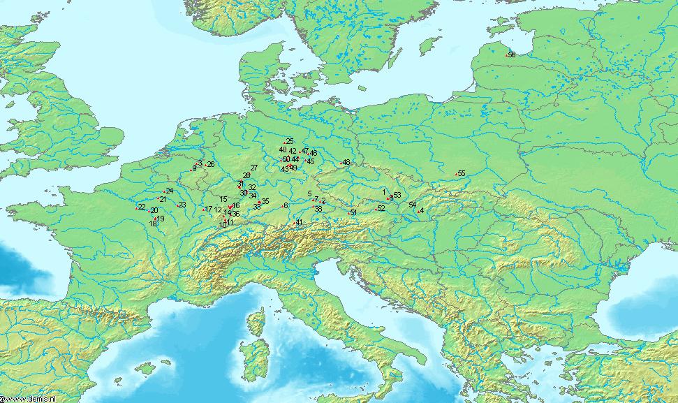 Rozmístění neolitických pohřebišť v Evropě.