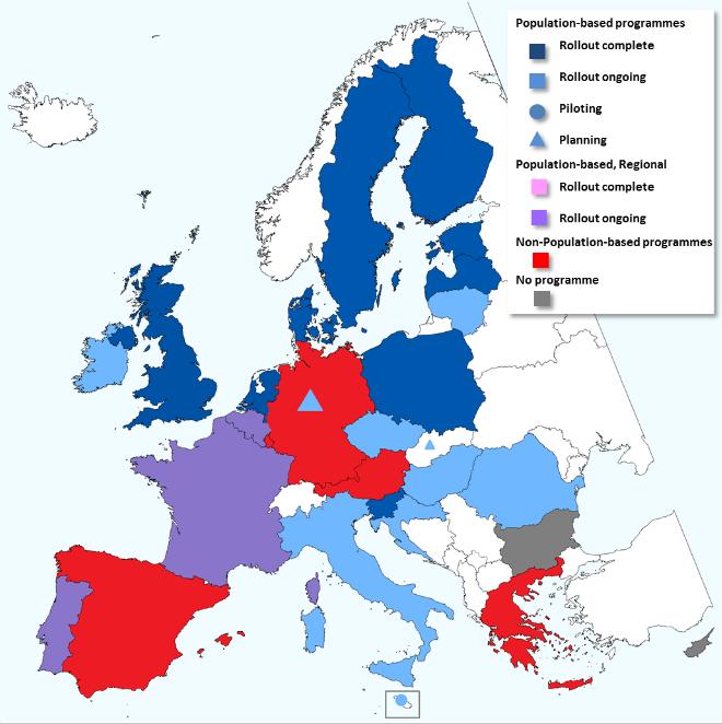 Mezinárodní srovnání screeningových programů v EU Úroveň organizace screeningu karcinomu děložního