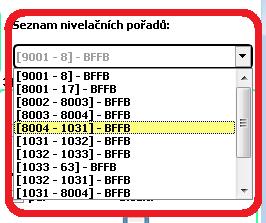 Obr. 6. 4: Výběr ze seznamu nivelačních pořadů 6.