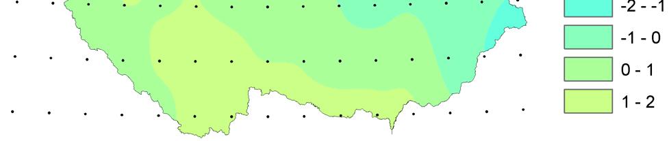 zimním období podle modelu HIRHAM za období 1961-1990.