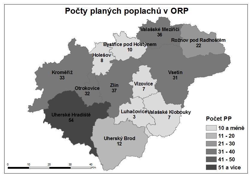 HZS Zlínského kraje, Statistická ročenka 2016 21 Počty planých poplachů v ORP 2.