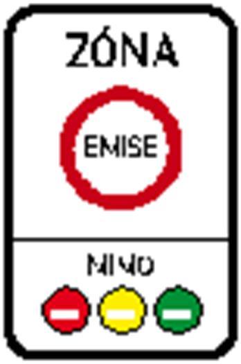 Emisní zóna oblast, zejména část obce, kde je omezen provoz vozidel, která nesplňují zvláštní emisní podmínky ve spodní části značky se vyznačuje příslušným symbolem emisní plakety, kterým vozidlům