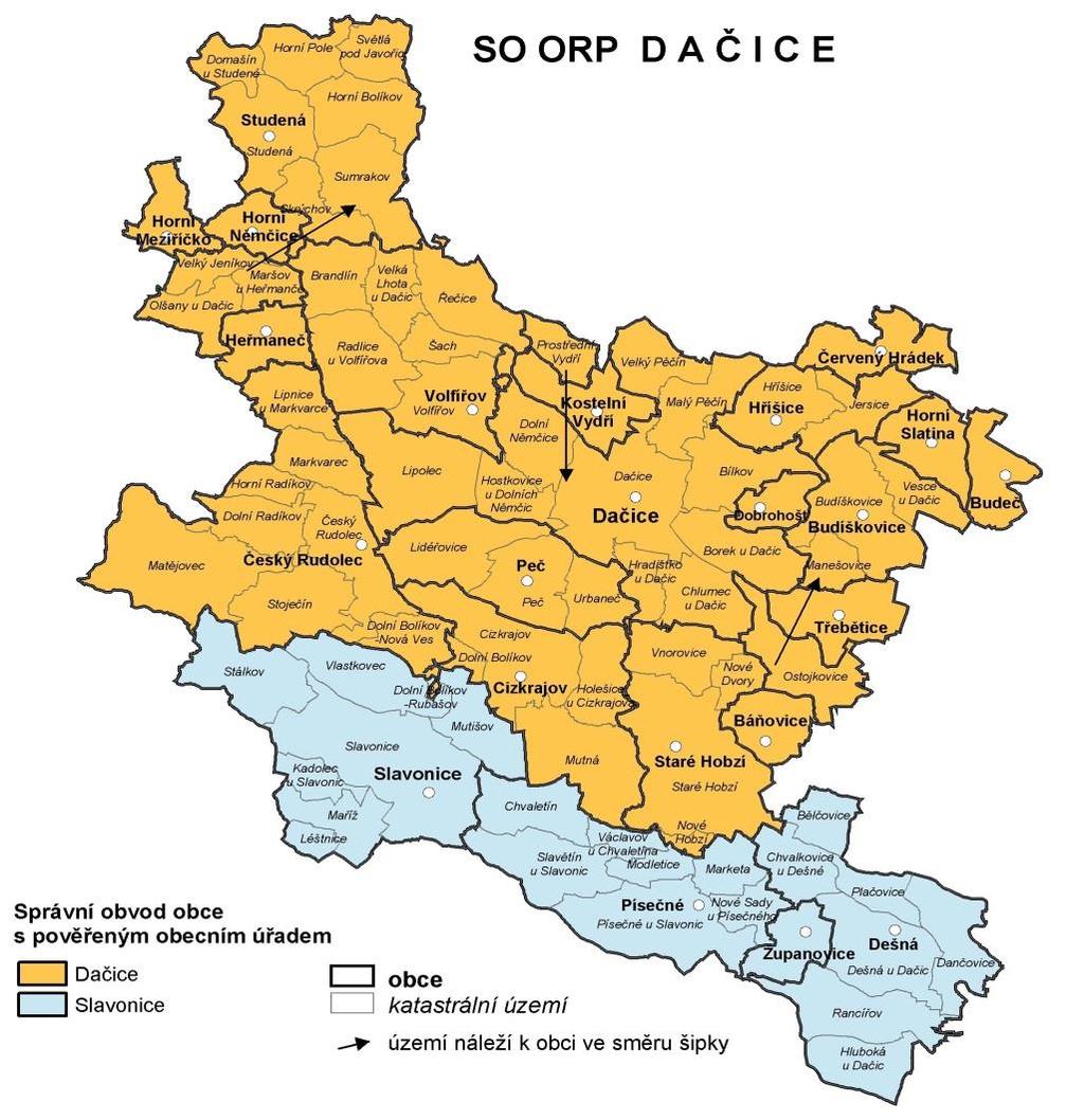 Mapa 1 Mapa správního obvodu ORP Dačice Zdroj: csugeo.i-server.cz 1.