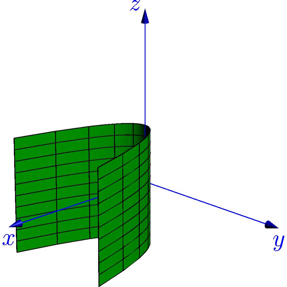 18) Příklad parabolické válcové plochy uvádí obrázek 8.10. Obr. 8.9: Hyperbolický paraboloid ((8.17): a =, b = 1) Obr. 8.10: Parabolická válcová plocha ((8.