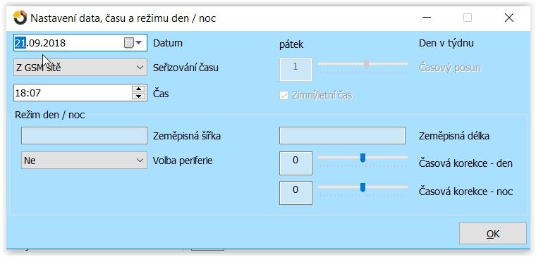 K provádění většiny změn v této záložce není nutné být v režimu Servis.