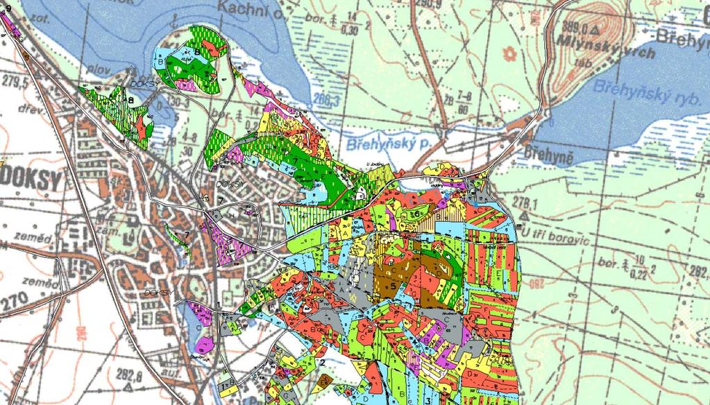 Mapa porostní s polohou DONH Doksy (LHP s platností od 1.1.2014) 1.2 Cíl hospodaření na lesním majetku Zadání vlastníka není přesně definované.