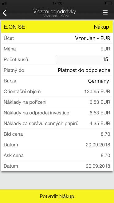 4.9.2 Nákladová transparentnost Stránka Vložení objednávky byla rozšířena o tlačítko VYPOČÍTAT, které nahradilo tlačítko POTVRDIT NÁKUP či POTVRDIT PRODEJ.