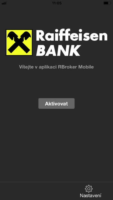 4 Obrazovky aplikácie Mobilní RBroker 4.1 Login Úvodní obrazovka nabízí vícero možností na základě toho, zda máte danou aplikaci aktivovanou.