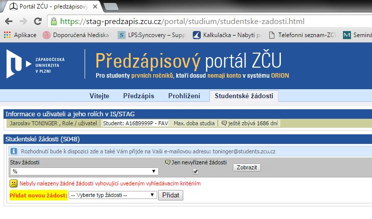 Žádost o uznání předmětů - student Nově přijatí studenti bez ORION konta Obsah 1. Přístup a přihlašovací údaje... 1 2. Popis formuláře... 2 3. Postup vyplňování žádosti... 3 4.