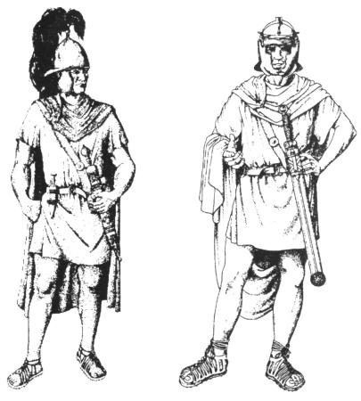 (tesaři, kováři, zbrojíři): /crewman: carpenters, (black)smiths, armourer cornicern, tesserarrii, signifer