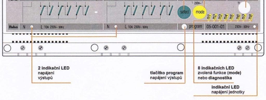 Pro funkce m6 a m7 přepínač T1 určuje celkovou dobu nastavených parametrů T2 + T3 = doba chodu motoru T2 + doba zpoždění stisku tlačítka T3.