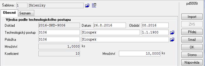 Nabídne se aktuální datum, které můžeme změnit Pro další pokračování stiskneme tlačítko Položky Import položek můžeme provést dvěma způsoby: 4.1.