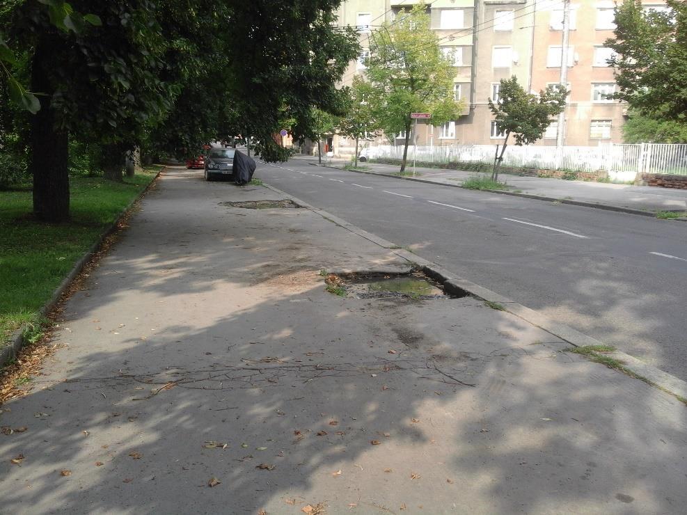 Za nevhodné řešení považuji parkování po pravé straně na chodníku v ulici Sadová, obrubník je vysoký, vozidlu dlouho trvá, než na něho najede a tím zdržuje provoz.