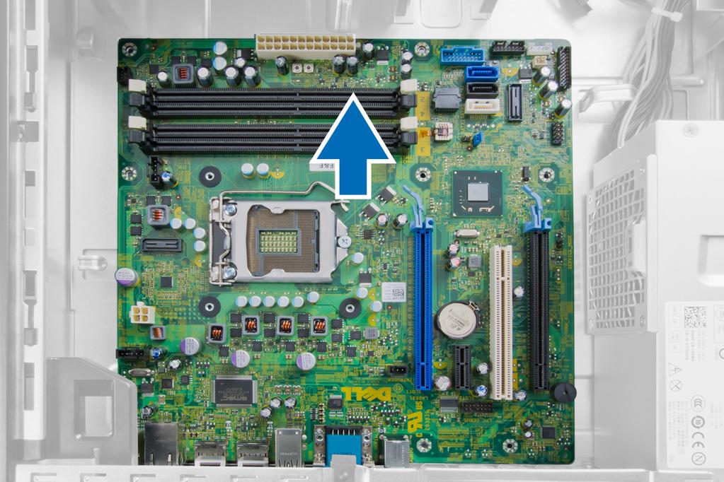 Rozvržení základní desky Na následujících obrázcích naleznete rozvržení základní desky počítače. 1. Konektor PCI Express x16 (zapojeného jako x4) 2.