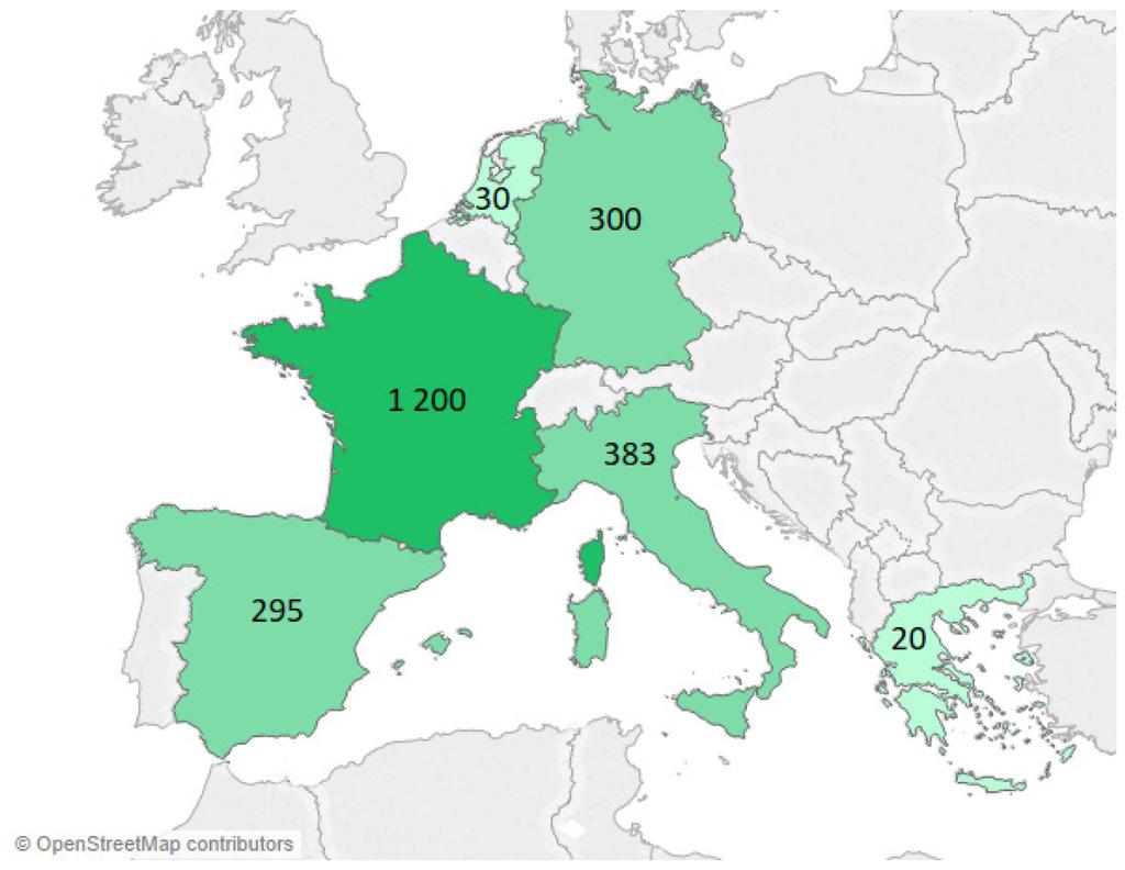 40 nacházejí zejména v těch členských státech, které mají velmi aktivní a zavedené národní podpůrné banky a instituce (např. Francie, Itálie, Německo a Španělsko) (obrázek 13).