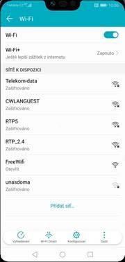 17 z 36 Přihlášení do Wi-Fi sítě ikonu Nastavení. Bezdrátová připojení a sítě. Wi- Fi. 4. Wi-Fi zapnete/vypnete stisknutím vypínače na konci řádku Wi-Fi.