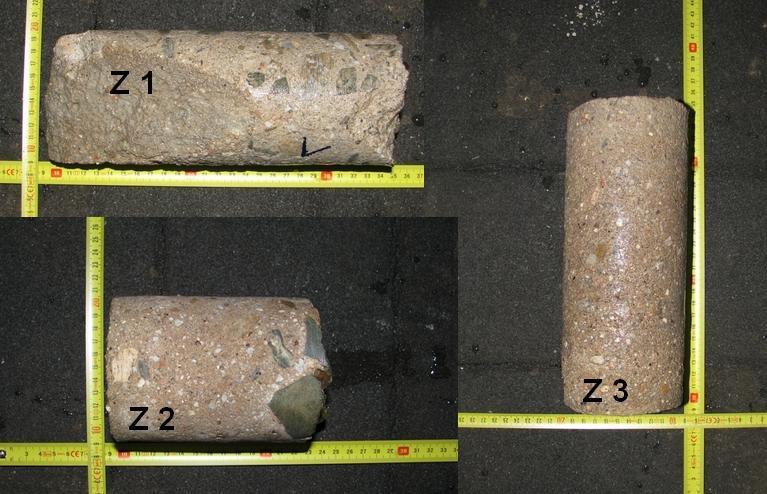 Tab. 5.8 Statistické vyhodnocení pevnosti v tlaku betonu v opěrné stěně Na základě statistického vyhodnocení podle normy ČSN ISO 13822 [1.5] byl beton v opěrné stěně kategorizován do třídy C3/3.