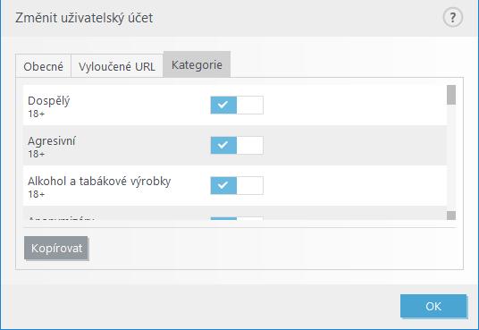 rodičovské kontrole ovlivní pouze standardní uživatelské účty, protože administrátor může kdykoli tato nastavení obejít. Komunikace HTTPs (SSL) není v základním nastavení filtrována.