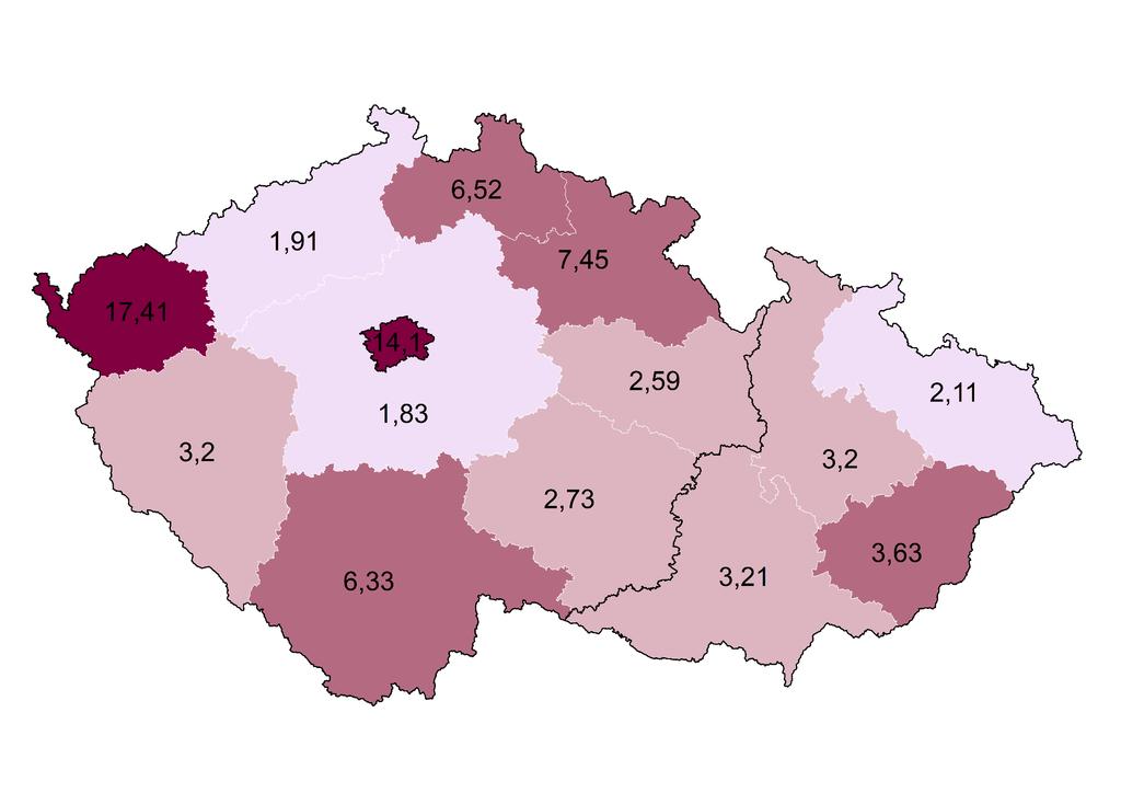 INTENZITA CESTOVNÍHO RUCHU v krajích ČR 2017 INTENZITA