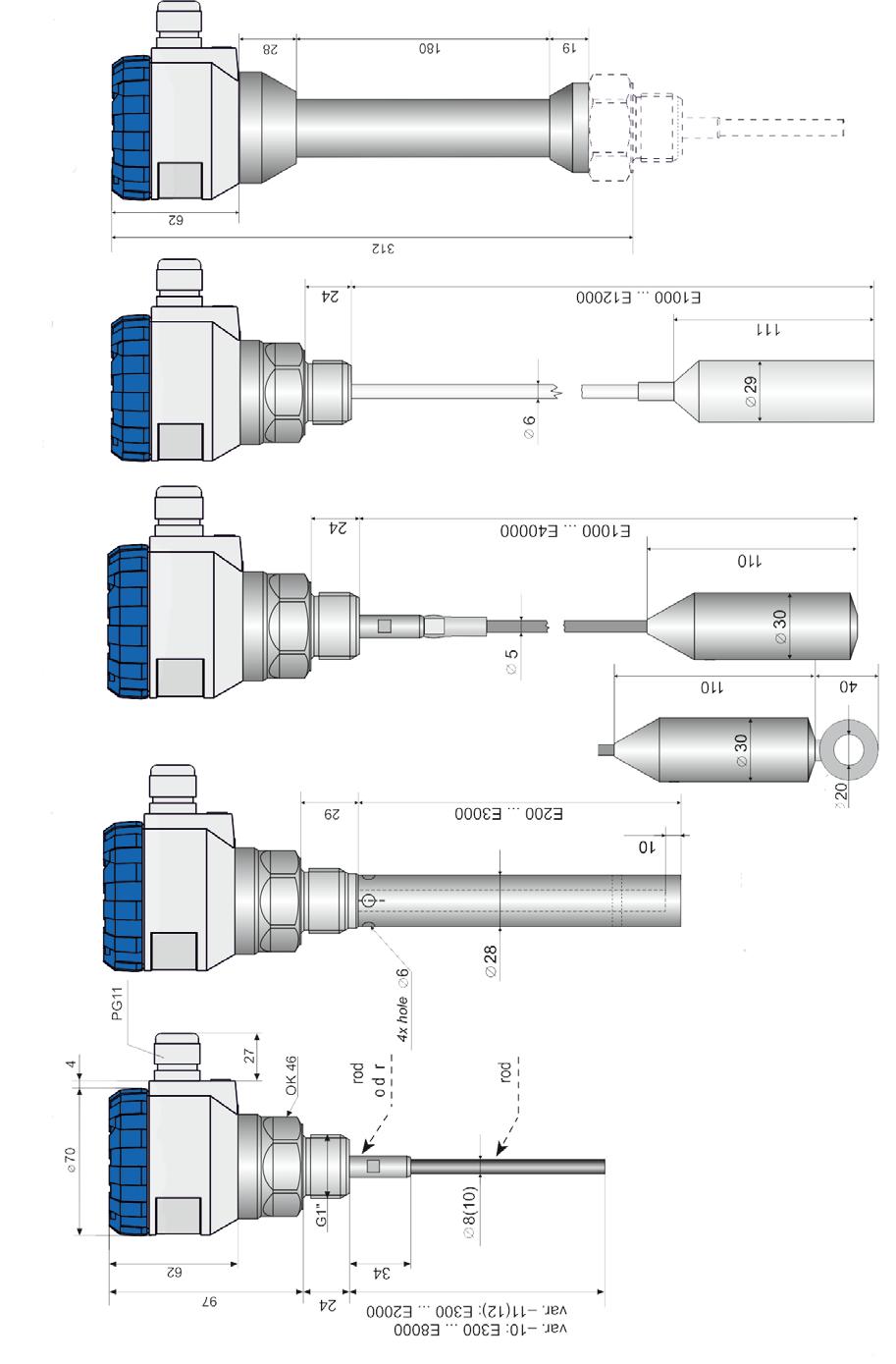EMKOTDR-60-10(11,12) EMKOTDR-60-20 držákelektrody kotvení u varianty