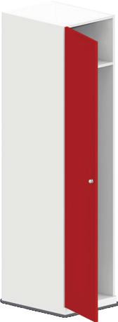 ŠATNÍ SKŘÍNĚ Šatní skříně s tyčí na zavěšení ramínek vyrobené včetně zad skříně z laminotřískové desky o tloušťce 18 mm. Na dveřních závěsech tlumení pro hladké a tiché dovírání dveří.