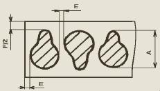 Využití tabule = S S vt t * 100% = 0,839 * 100% = 41, % Stanovení přepážky a okrajů u variant C až F: Určení podle nomogramů (příloha 4) Typ střihu: přímý Tloušťka materiálu t = 3 mm Délka hrany L =