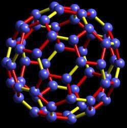 Zatímco obyčejný diamant má svou pevnost díky silným molekulárním vazbám mezi jednotlivými atomy, ACNR má své vlastnosti založeny na semknutých nanoklastrech fullerenů 59. Obr. 4.