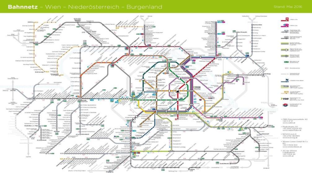 Železniční sít ve Vídni, spolkových zemích Dolní Rakousko a