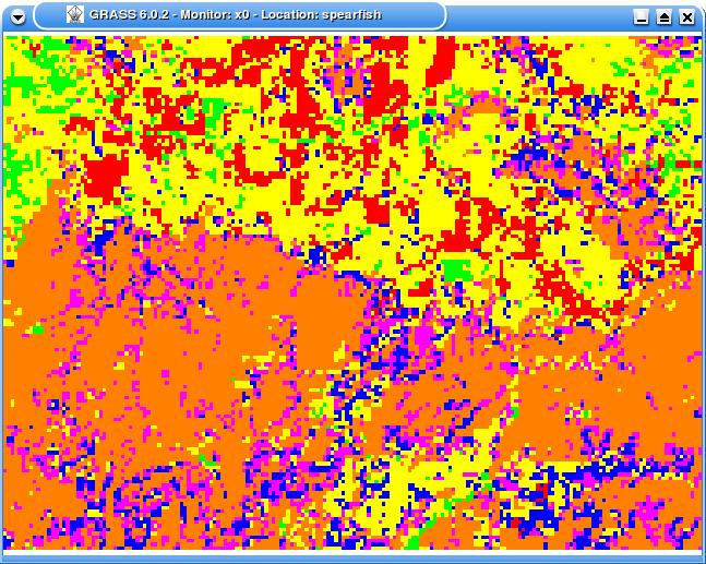 Obrázek 6.4: Výsledek operace d.rast vegcover 6.3.1 Základní příkazy pro ovládání GRASSu Po zadání příkazu d.