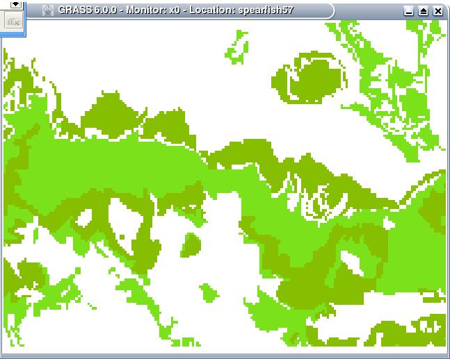 rast geology catlist=4,5 případně doplníme, že nevykreslené plochy (pozadí) chceme vyplnit zadanou barvou > d.rast geology catlist=4,5 bg=black 11.