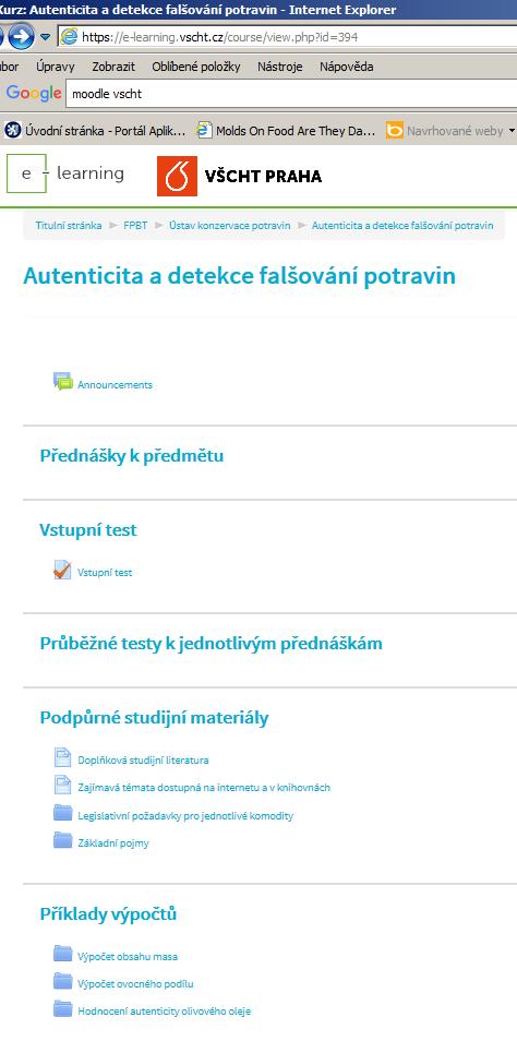 STUDIJNÍ MATERIÁLY HTTPS://E-LEARNING.VSCHT.