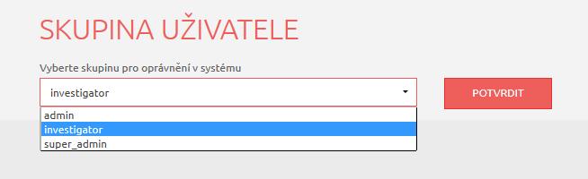 2.0 UŽIVATELSKÉ ROLE Máte-li více než jednu uživatelskou roli, budete vyzváni k její volbě ihned po přihlášení do registru.