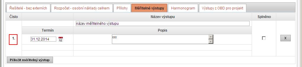 výstup zadáte opět tlačítkem Přiložit měřitelný výstup.