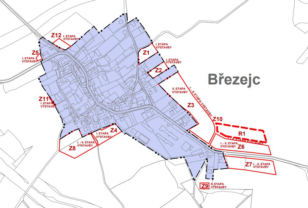 Obr. 1: Zastavitelné plochy a plochy územních rezerv vymezené ÚP.