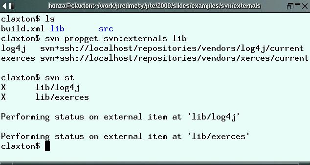svn:externals - dokaz do jiného repositáře Kombinace zdrojů z více repositářů.