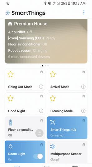 Smart funkce Samsung Connect se stává Samsung SmartThings Klimatizační jednotky Samsung podporují bezdrátové ovládání pomocí aplikace Samsung SmartThings ve vašem smartphonu.