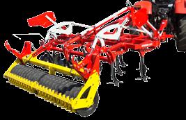 Hmotnost celého stroje je rovnoměrně rozložená na závěs traktoru a gumový