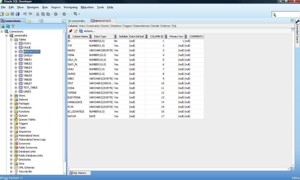 5 Aplikace pro správu databází 5.1 Oracle SQL Developer SQL Developer (obrázek 3) je grafický nástroj od společnosti Oracle pro správu a vývoj databázových aplikací v databázích společnosti Oracle.