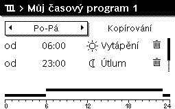 1O Automatický provoz Pokud je pod bodem menu Vytápění > Časový program > Druh časového programu aktivní nastavení 2 úrovně teploty: Otevřete hlavní menu.