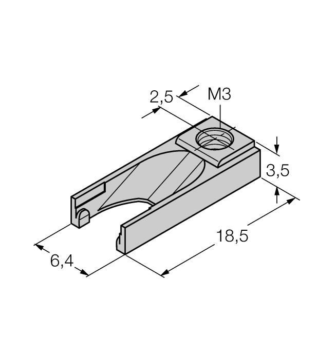 příslušenství pro jiné průměry válců na vyžádání UNT-Stopper 4685751 pro zajištění spínacího bodu na válci s N T-drážkou, nasazení do drážky na senzory BIM-UNT, pro