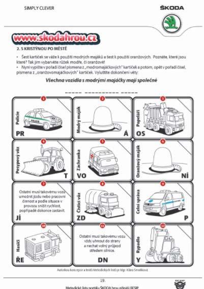 ŠKODA HROU PRACOVNÍ LISTY ŠKODA Metodické listy, které doplňují jednotlivé komnaty interaktivní hry