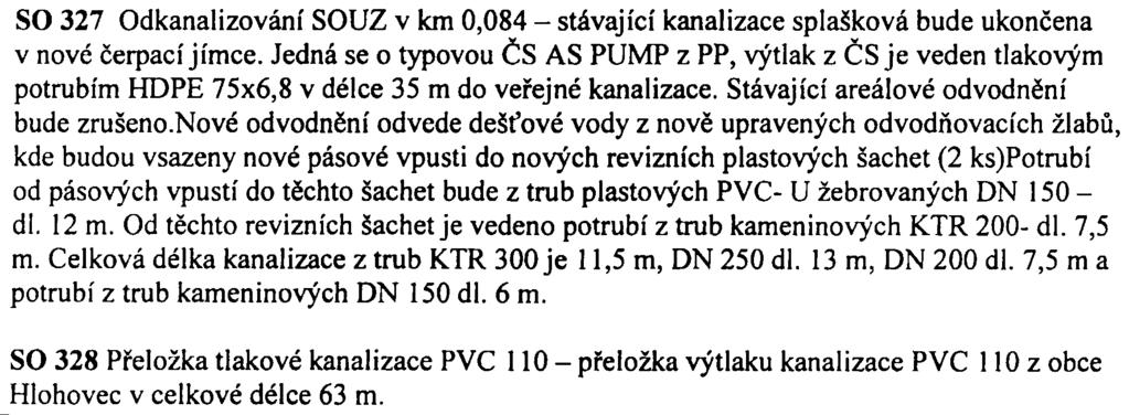 pøípojky z kameniny Celková délka kanalizace z trub TZH 300 je 182 m, ON 150, dl 68 m 80 324 Odvodnìní komunikace v km 0,673 - nová kanalizace odvede de!