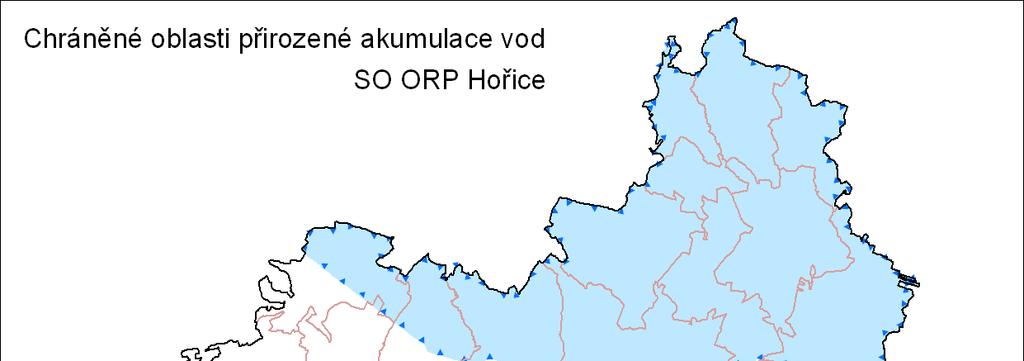 Obrázek č. 3.2.2: CHOPAV Východočeská křída ve SO ORP Hořice Zdroj: Data ÚAP, 2012 Na území SO ORP jsou vyhlášeny chráněné oblasti přirozené akumulace vod.