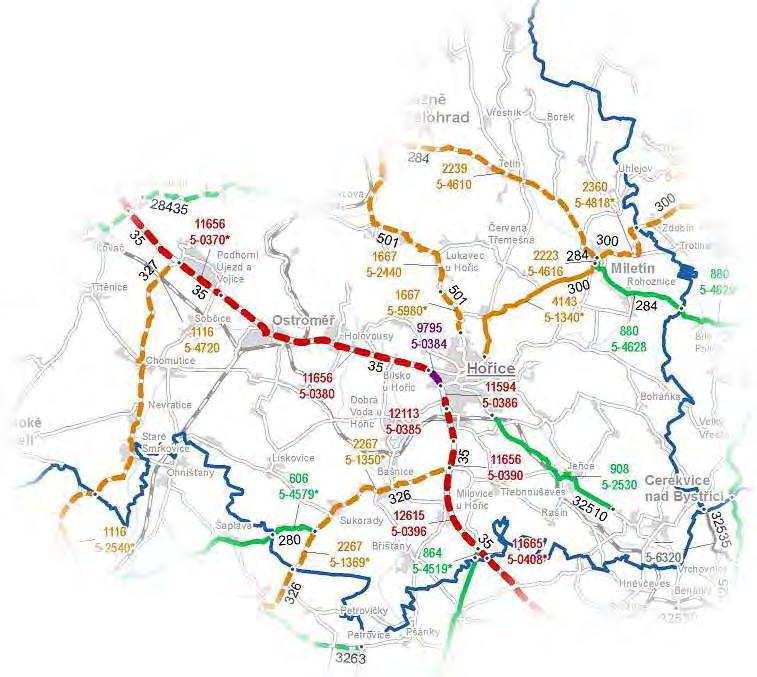 ostatních sídel neležících na hlavních trasách a jejich napojení na vyšší komunikační systém. Obrázek č. 3.6.