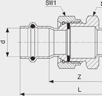 88,9 94 144 ŠROUBENÍ SanpressInox-šroubení model2360 artikl VdS d Z L SW1 SW2