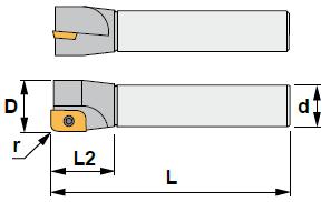 ROHOVÁ RÁDIUSOVÁ FRÉZA S D L L2 r min r max Z FADMW16-120-3 16 120 20 35 3,0 1 ADMW1503R1.0-R2.